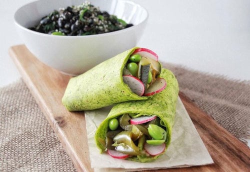 Moringa & Spinach Tortillas with Roasted Veg Filling